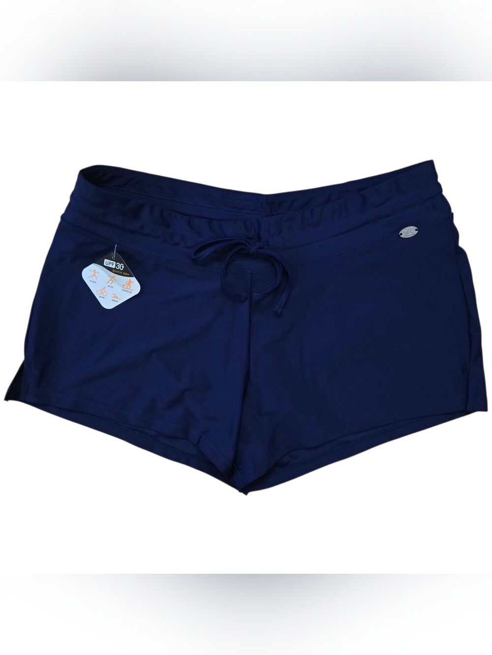 ZeroXposur Athletic Swim Shorts Women Size 10 Blue Drawstring UPF 30 Quick Dry